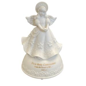 Vintage 90s Heavens Treasures First Holy Communion Musical Angel Figurine